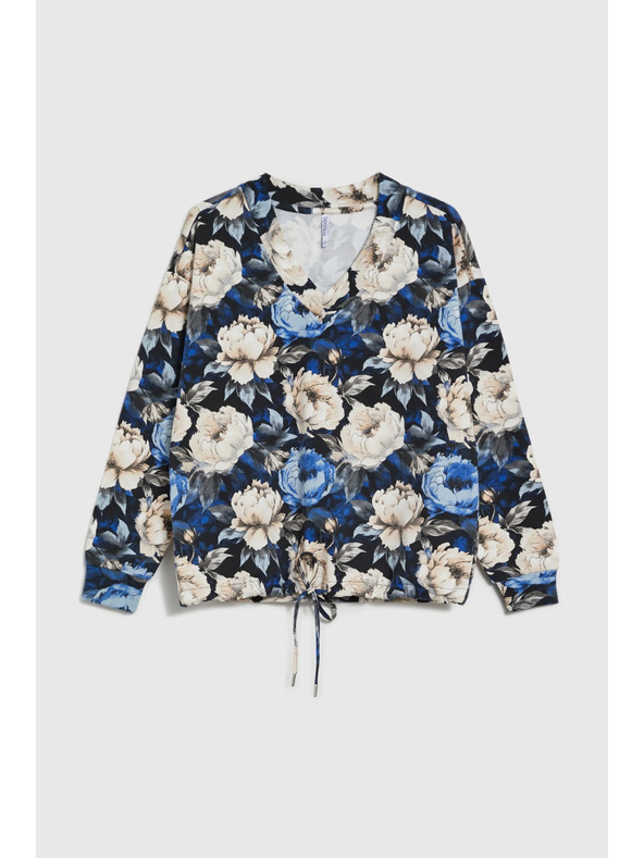 Moodo Cvjetna dukserica s V-izrezom crna Moodo