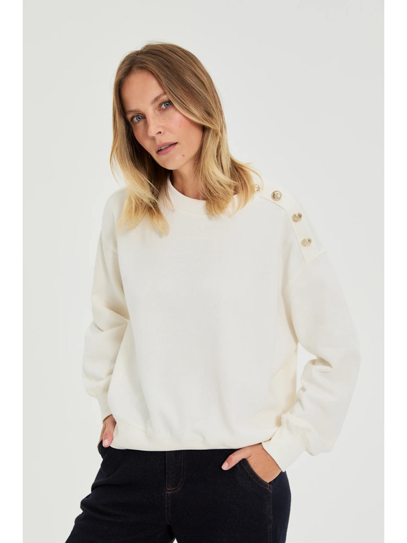 Moodo Dukserica s ukrasnim gumbima ecru Moodo