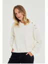 Moodo Dukserica s ukrasnim gumbima ecru Moodo
