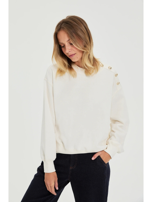 Moodo Dukserica s ukrasnim gumbima ecru Moodo