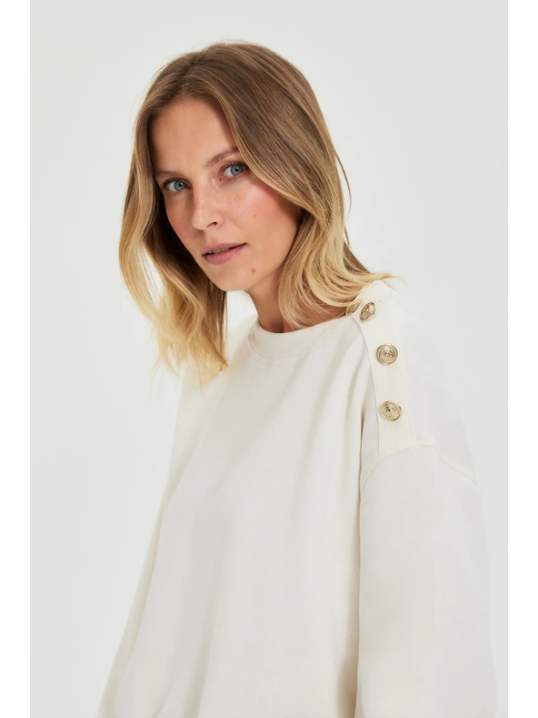 Moodo Dukserica s ukrasnim gumbima ecru Moodo