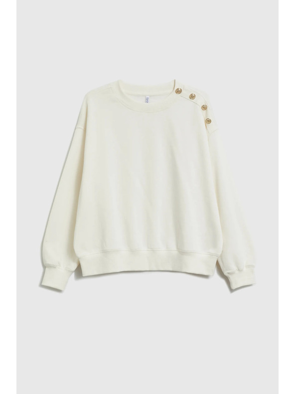 Moodo Dukserica s ukrasnim gumbima ecru Moodo