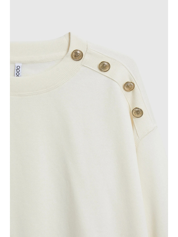 Moodo Dukserica s ukrasnim gumbima ecru Moodo