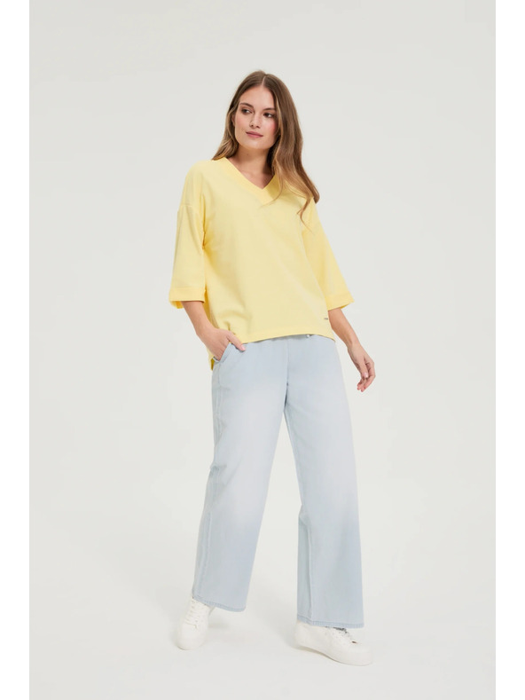 Moodo Bluza s V-izrezom žuta Moodo