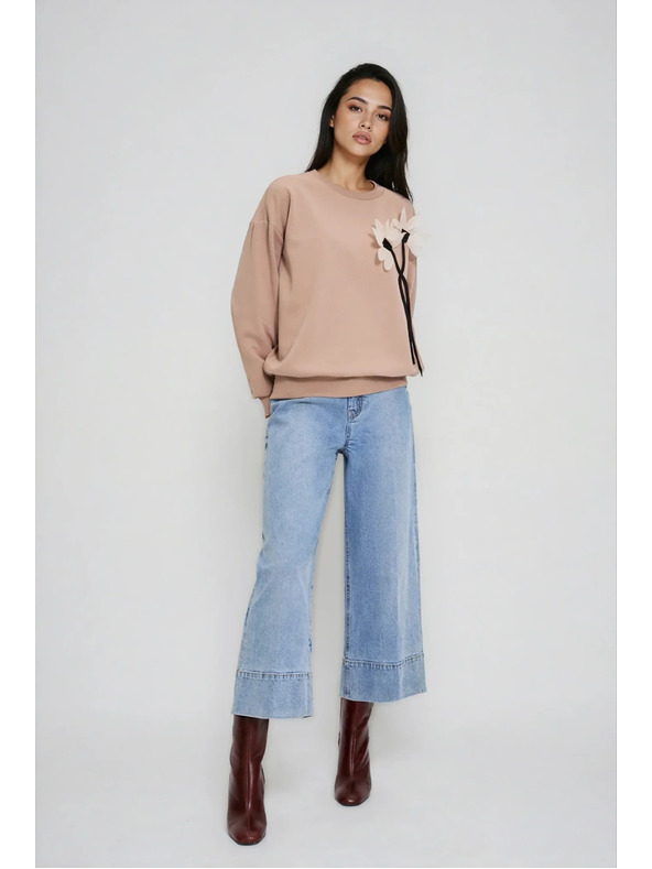 Moodo Pulover s cvjetom bež Moodo