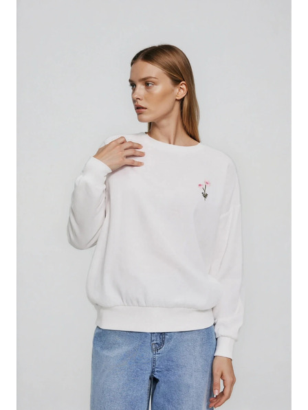 Moodo Bluza s izvezenim cvjetom bijela Moodo