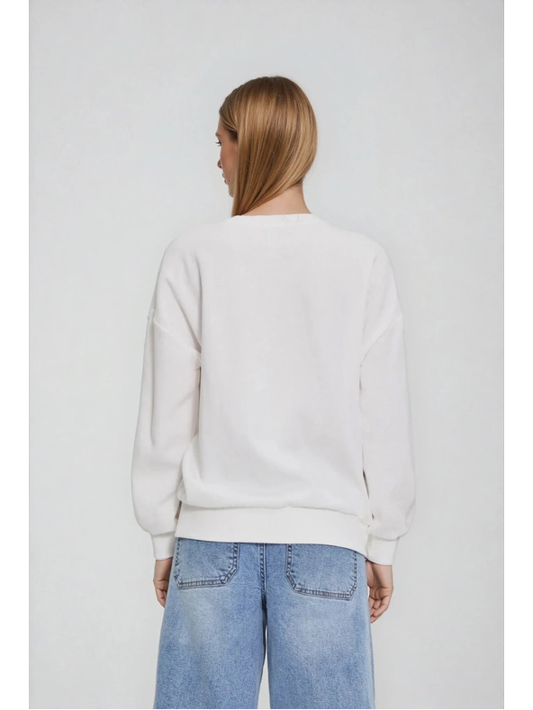 Moodo Bluza s izvezenim cvjetom bijela Moodo