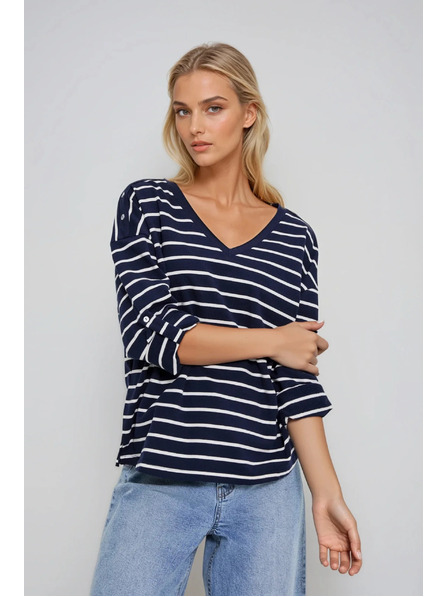 Moodo Prugasta dukserica tamno plava Moodo