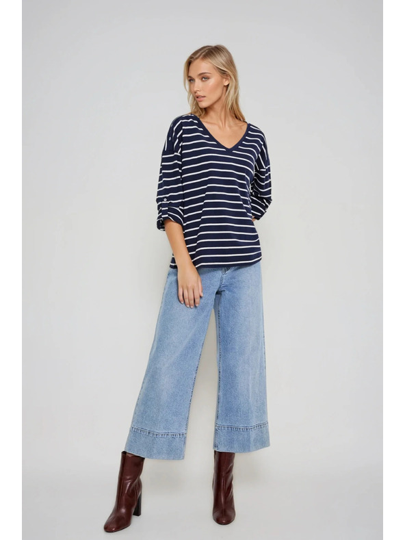 Moodo Prugasta dukserica tamno plava Moodo