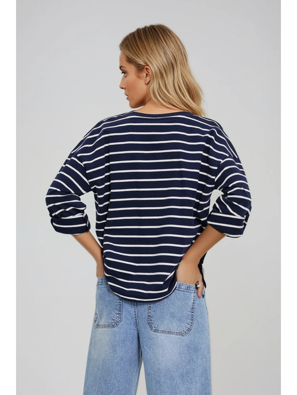 Moodo Prugasta dukserica tamno plava Moodo