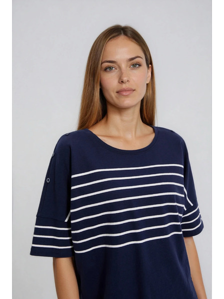 Moodo Prugasta dukserica tamno plava Moodo