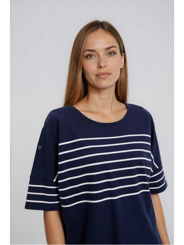 Moodo Prugasta dukserica tamno plava Moodo