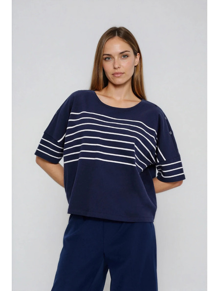 Moodo Prugasta dukserica tamno plava Moodo