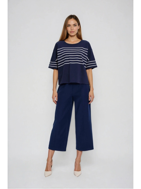 Moodo Prugasta dukserica tamno plava Moodo