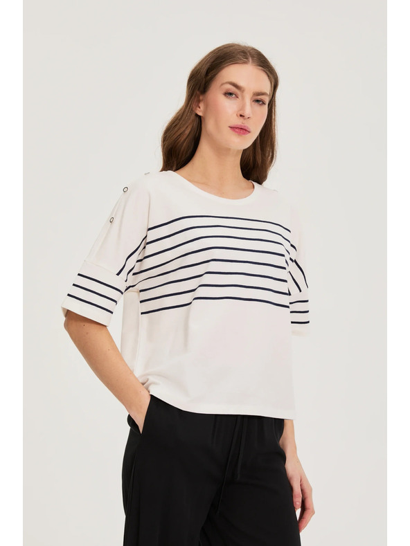 Moodo Prugasta dukserica bijela Moodo