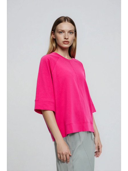 Moodo Džemper s kratkim i širokim rukavima fuksija Moodo