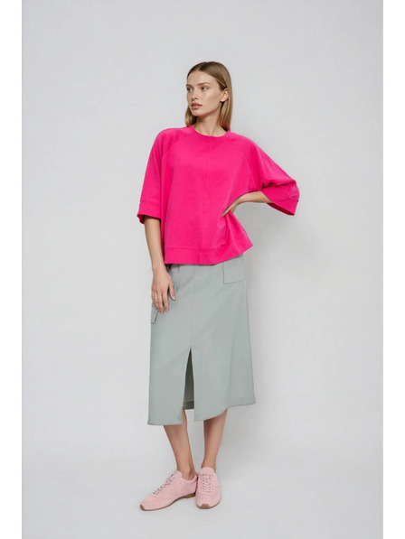 Moodo Džemper s kratkim i širokim rukavima fuksija Moodo