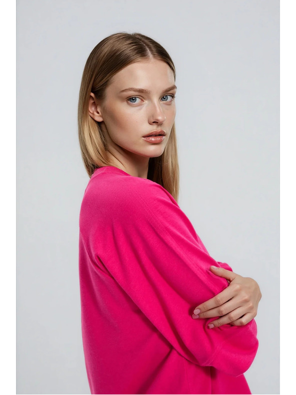 Moodo Džemper s kratkim i širokim rukavima fuksija Moodo