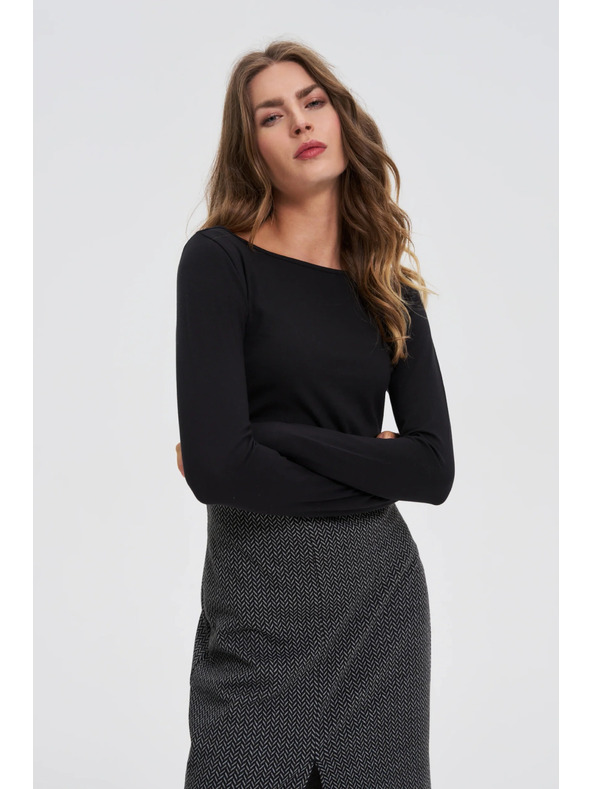 Moodo Uska crna bluza s dugim rukavima Moodo