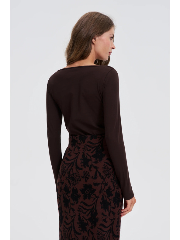 Moodo Uska smeđa bluza s dugim rukavima Moodo