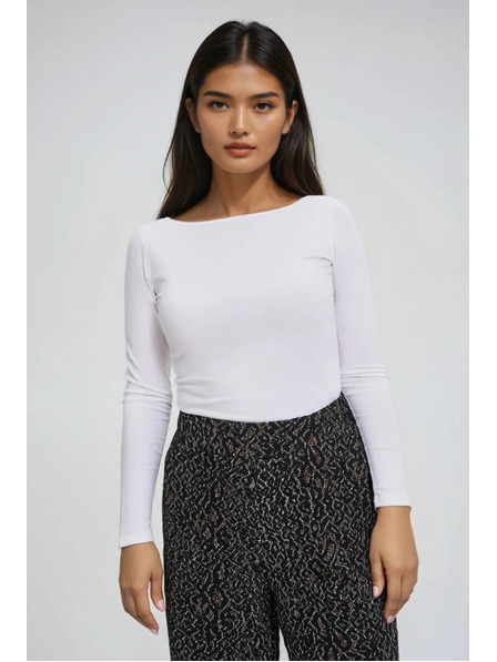 Moodo Uska bijela bluza s dugim rukavima Moodo