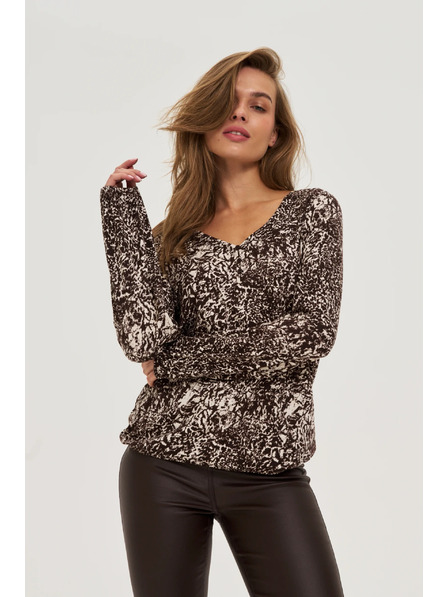 Moodo V-Neck Blouse Brown Moodo