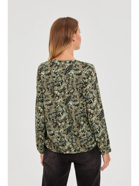 Moodo Maslinasto zelena cvjetna bluza Moodo