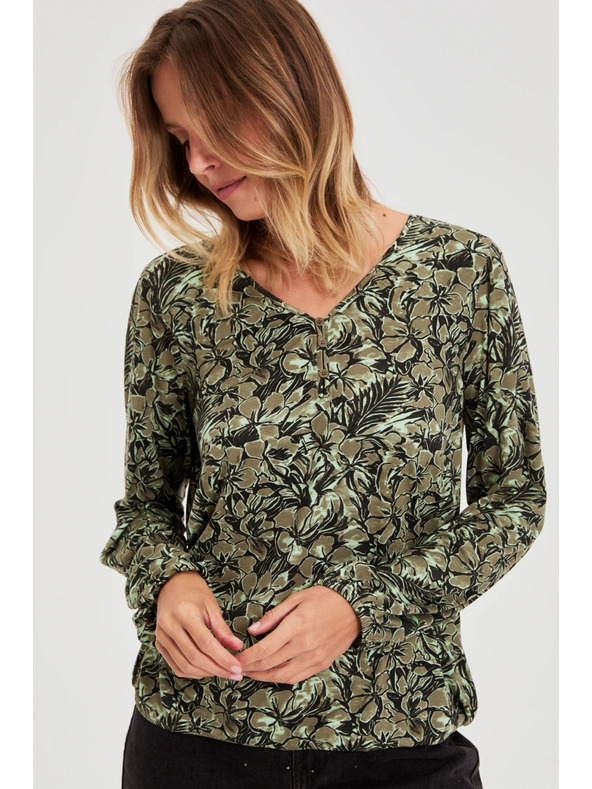 Moodo Maslinasto zelena cvjetna bluza Moodo