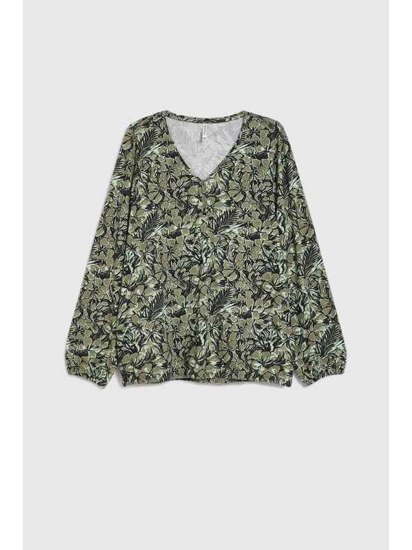 Moodo Maslinasto zelena cvjetna bluza Moodo