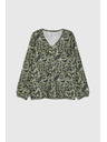 Moodo Maslinasto zelena cvjetna bluza Moodo