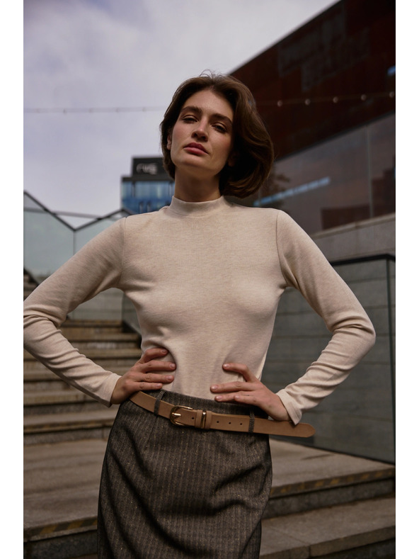 Moodo Bež bluza s ovratnikom Moodo