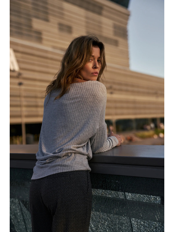 Moodo Rebrasta bluza s dugim rukavima siva Moodo