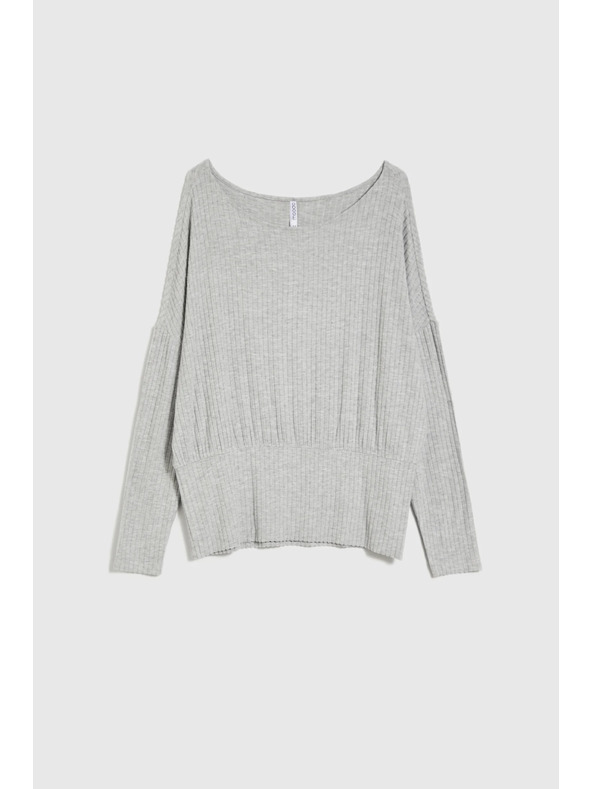 Moodo Rebrasta bluza s dugim rukavima siva Moodo