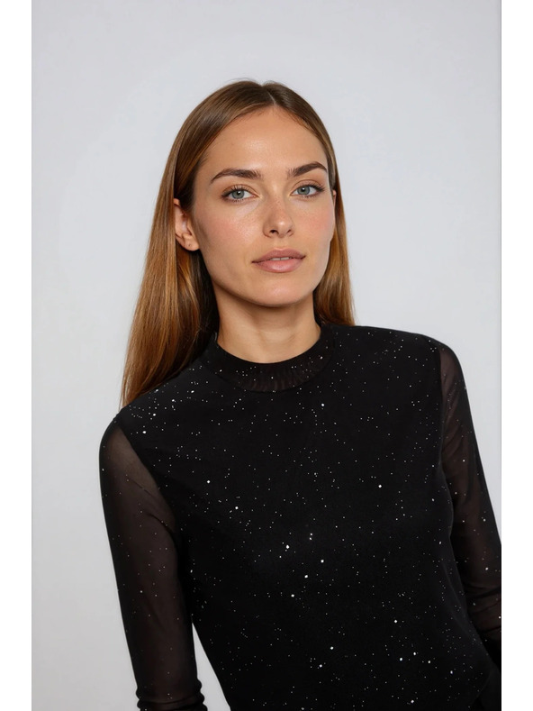 Moodo Crna bluza s prozirnim rukavima Moodo