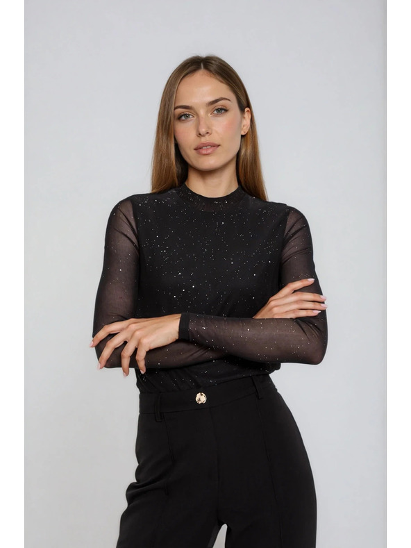 Moodo Crna bluza s prozirnim rukavima Moodo
