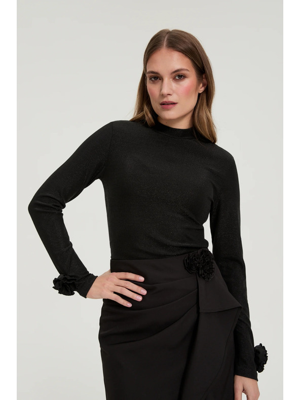 Moodo Crna bluza s ukrašenim rukavima Moodo