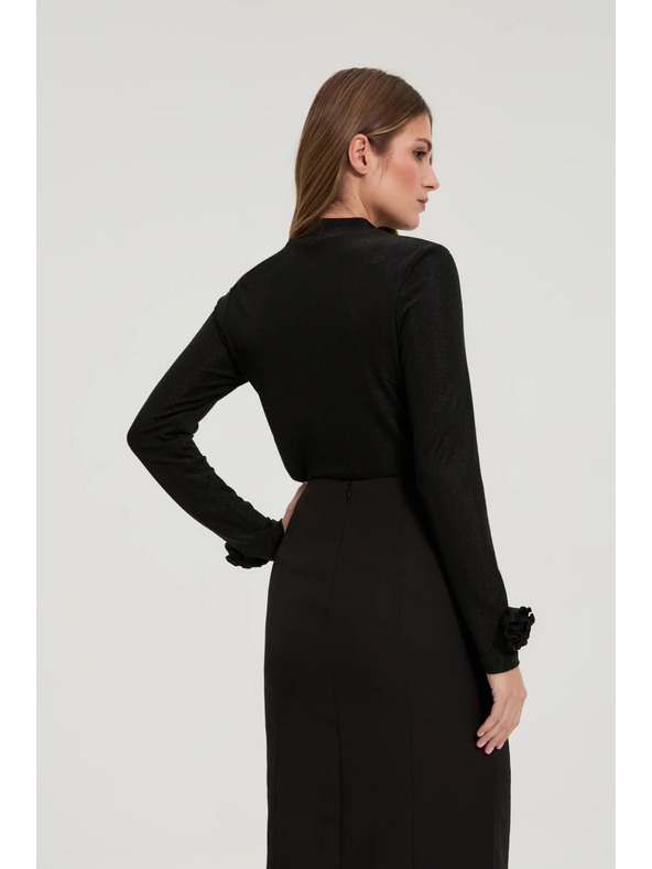 Moodo Crna bluza s ukrašenim rukavima Moodo