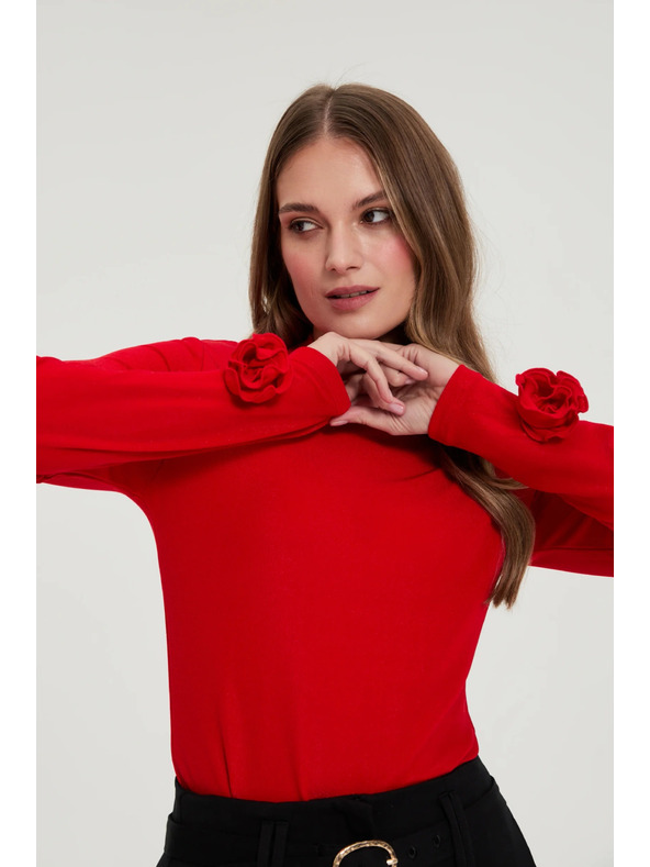Moodo Crvena bluza s ukrašenim rukavima Moodo