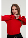 Moodo Crvena bluza s ukrašenim rukavima Moodo