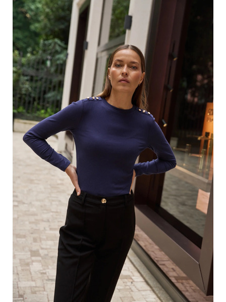 Moodo Pamučna bluza s dugim rukavima mornarsko plava Moodo