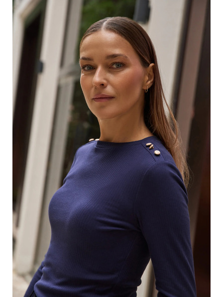 Moodo Pamučna bluza s dugim rukavima mornarsko plava Moodo