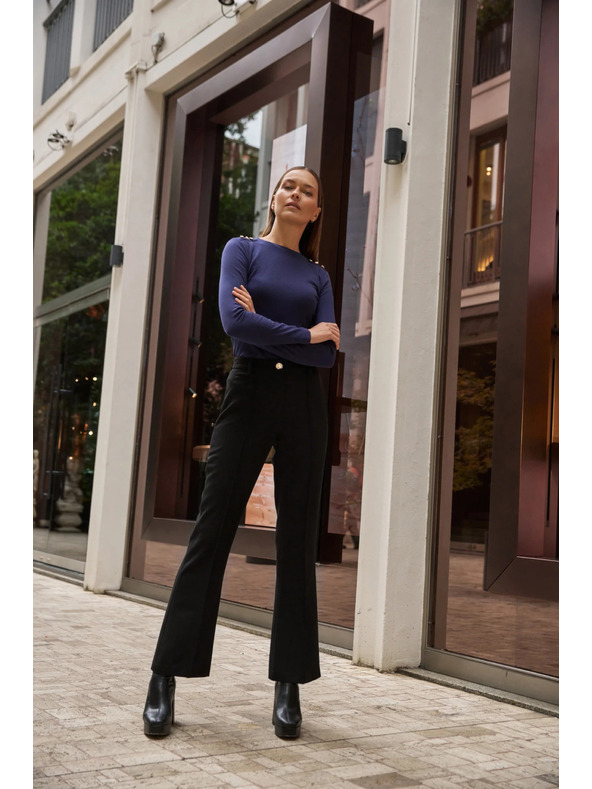 Moodo Pamučna bluza s dugim rukavima mornarsko plava Moodo