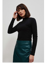 Moodo Uska crna rebrasta bluza s dugim rukavima Moodo