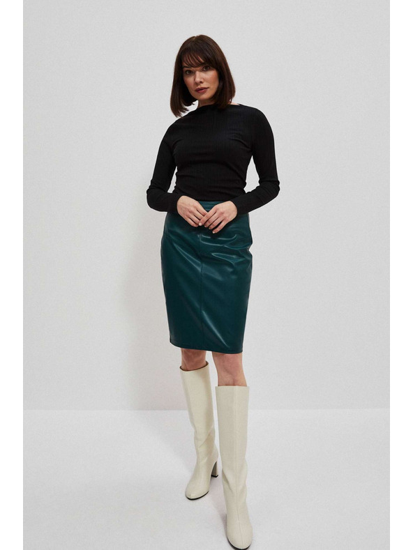 Moodo Uska crna rebrasta bluza s dugim rukavima Moodo