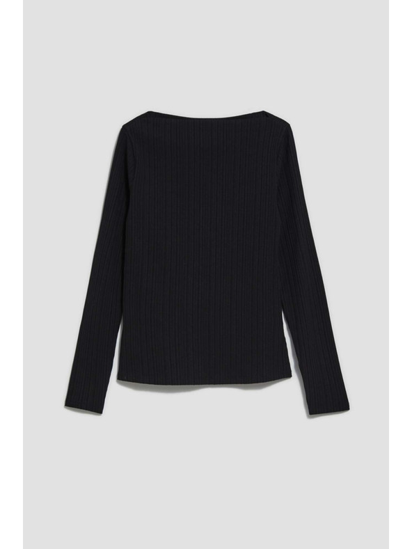 Moodo Uska crna rebrasta bluza s dugim rukavima Moodo