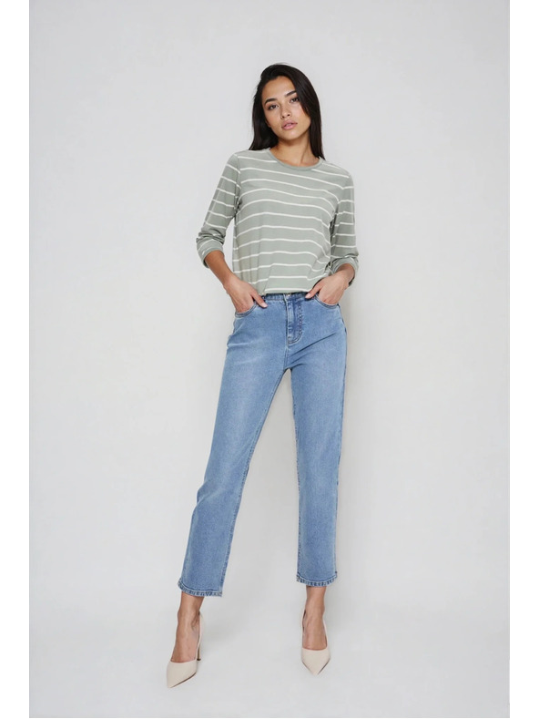 Moodo Maslinasto zelena prugasta bluza Moodo