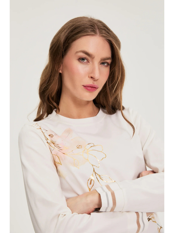 Moodo Pamučna bluza s printom bijela Moodo
