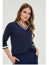 Moodo Pamučna bluza V-izreza mornarsko plava Moodo