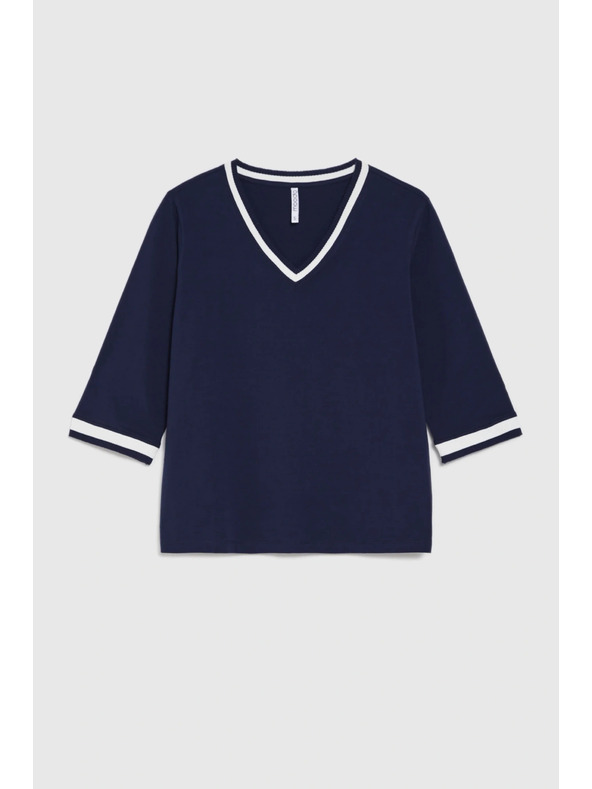 Moodo Pamučna bluza V-izreza mornarsko plava Moodo
