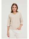 Moodo Pamučna bluza V-izreza bež Moodo
